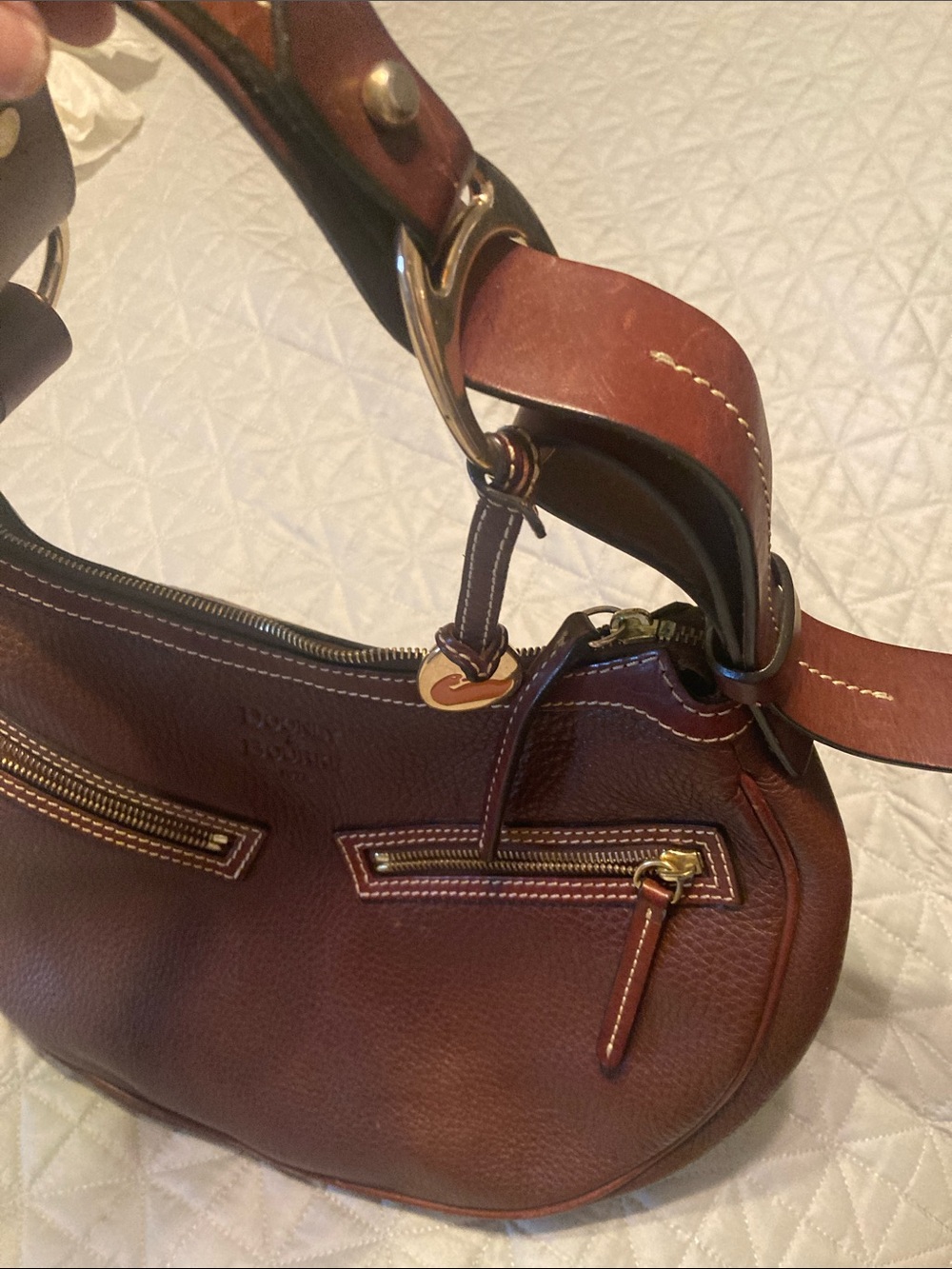 Dooney & Bourke Brown Pebbled Leather Crescent Hobo Shoulder Bag vintage - Picture 8 of 8